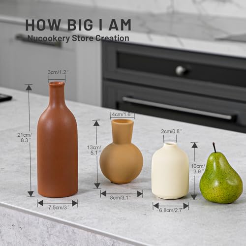 Ceramic Vase, Flower Vases Set of 3 Living Room Decor, Farmhouse Decor, Decorative Vase for Home Coffee Table, Book Shelf, Kitchen, Bedroom Centerpiece Table Decorations - color: Orange
