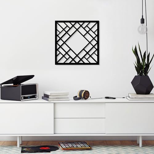 GlintHome Black Metal Wall Art - Minimalist 3D Textured Abstract Sculptures Wall Art for Bedroom Living Room Garden Office Bathroom Home Decor - color: Black-002, size: Small