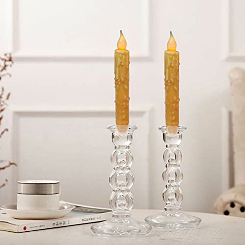 CVHOMEDECO. Real Wax Hand Dipped Battery Operated LED Timer Taper Candles Rustic Primitive Flameless Lights Decor, 6-3/4 Inch, Orange, 6 PCS in a Package - color: Orange 6 Pcs