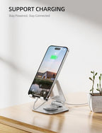 Nulaxy Rotatable Cell Phone Stand, Fully Adjustable Foldable Desktop Phone Holder Cradle Dock, Thick Case Friendly, Compatible with All Phones, Nintendo Switch, Silver - color: C-Silver