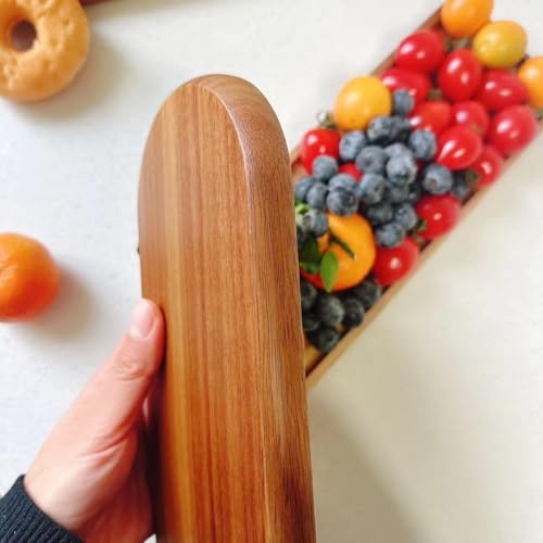 Wooden Serving Platters and Trays,Natural Acacia Wood Serving Trays for Party Wood Plates for Food,Snack,Dessert,Appetizer,Cheese,Fruit,Cookie,Oval Bathroom Vanity Jewelry Tray Platter,11.4"X4.1"1PCS
