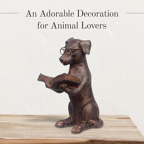 Young's Inc Resin Reading Dog with Glasses - style: Dog Reading