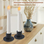 2 Pcs Black Iron Candle Holder with 2 Pcs Double Sided Tape for Dinning, Taper Candles, Wedding and Party Decoration (Black)