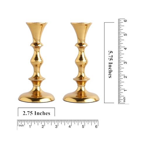 Rely+ Gold Candle Holders Set of 2 Decorative Centerpiece Table Candlesticks Holders for Taper Candles Home Decor Easter Candle Holders for Dinner Party Wedding Decorations - color: Gold
