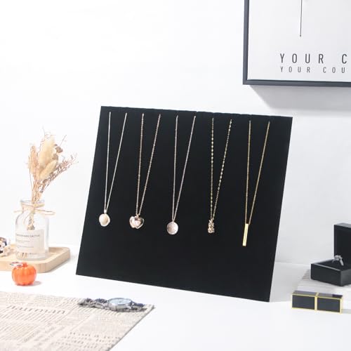 20 Slots Big Necklace Display Board for Selling, Velvet Necklace Jewelry Organizer Stand for Shop Store, Necklace Hanger Holder Rack for Show (3pc Black) - color: Black, size: 3PC