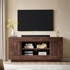 OKD Modern 70" TV Stand, Entertainment Center for TVs Up to 80", Media Console with Large Open Storage & Side Cabinets, Thick Wood Design for Living Room, Dark Walnut - color: Dark Walnut