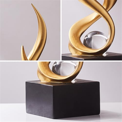 AWNR Abstract Art Deco Decor Statues for Home,Shelves,Table,Living Room, Dining Room,Modern Sculpture Decoraciones of Homes for Sale (Gold C) - color: Gold C