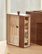 CHOSIN Black Walnut Wooden Jewelry Box for Women Classical Solid Wood 4-Layer Jewelry Organizer Double Sided Visibility Necklace Storage Layer Watch Necklace Ring Earring Mothers Day Gifts for Mom - style: 4 Layer C