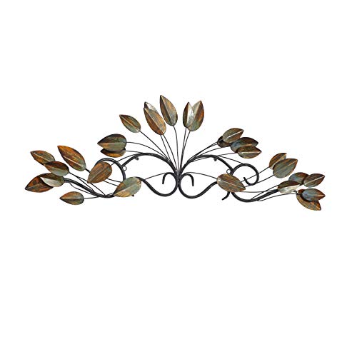 Deco 79 Metal Leaf Home Wall Decor Wall Sculpture, Wall Art 34" x 1" x 10", Brown - color: Brown, size: 34"L x 34"W