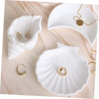 Shell-shaped Jewelry Tray White Trinket Dish Key Holder Aesthetic Jewelry Organizer for Vanity and Entryway Table