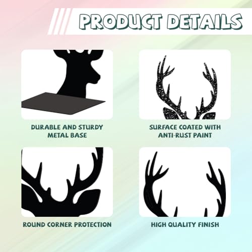 Peacoblue Metal Bookends for Shelves, Modern Decorative Heavy Duty Study Book Support Stoppers for Office, Desk, Shelf, Room 5.3"x4.3"x7.9" Cast Iron Simple Tall Bookends, 1 Pair (Deer Head) - style: Deer Head