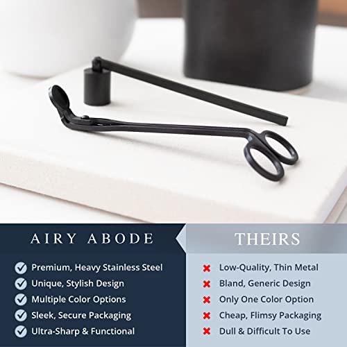 Airy Abode Candle Wick Trimmer and Candle Snuffer Accessory Set – Pick Your Color - color: Black