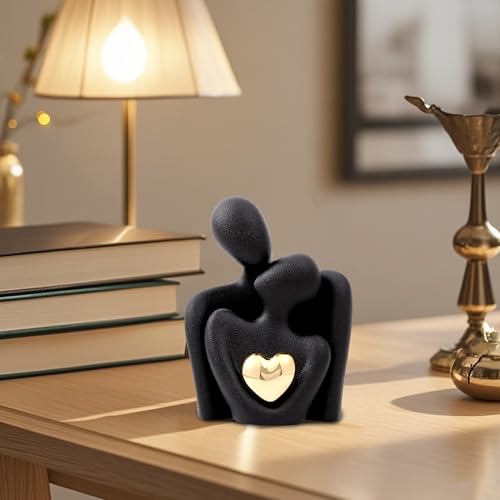 Home Decor Mini Couple Ceramic Statue Tv Stand Decor, Love Statue Couple Gifts for Her Romantic Gifts (Black, 3.15in) - color: Black, size: 3.15in