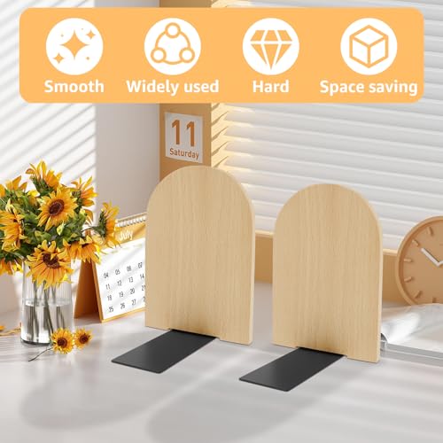 Wood Book Ends, Non Skid Desk Book Stands, Decorative Books Holder Creative BookStopper Sturdy Desk BookEnds to Hold Heavy Books Beech Bookend Supports for Office Home School(2 Beech Wood) - color: 2 Beech Wood