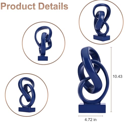 WUBIANJIE Modern Abstract Knot Sculpture, Artistic Mobius Inspired Resin Decor, Elegant Home and Office Decor, (Blue) - color: Blue