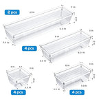 DCA 14 PCS Clear Plastic Drawer Organizer Tray for Makeup, Kitchen Utensils, Jewelries and Gadgets - size: 14PC