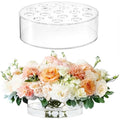 Large Clear Acrylic Flower Vases with 21 Holes, 8” Round Short Centerpiece Vase for Table Decor Wedding Birthday Home DecorationAcrylic Vase with Holes