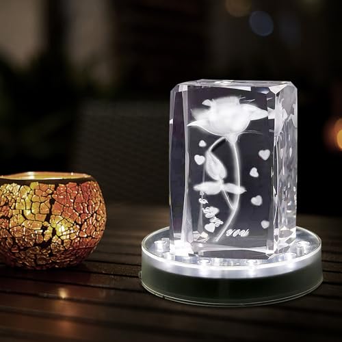 LARDUX Pack of 4 Led Light Base - 6 Inch Round Display Pedestal Light Stand Plate Flat for 3D Crystal Cube Glass Art Acrylic Statues - USB Charge or Battery Powered - size: 6-inch led base