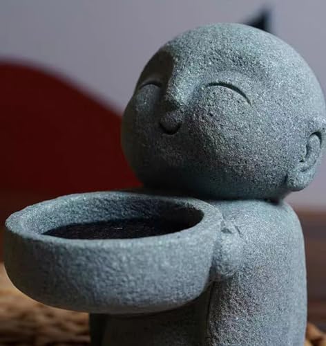 livelyfish 3pcs Japanese Monk Statue Praying Zen Sandstone Buddha Statues Asian Garden Sculptures for Good Luck Feng Shui Home Decor, A - color: A