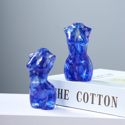 Natural Artificial Blue Crystal Female Model Figurine Hand Carved Body Sculpture Statue Gemstone Small Figurine Reiki 3 Inch Home Office Decor Ornaments 100-150 Grams - color: Artificial Blue Crystal