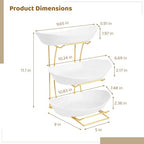 OMISTAR 3 Tier Fruit Bowl for Kitchen Counter, Gold Metal Stand Tiered Fruit Basket, ABS Serving Bowls, 11.2 in Lightweight Luxury Multi-Layer Snack Rack for Home Living Room