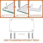 Hemudu Monitor Stand -3 Adjustable Height Monitor Riser, Computer Monitor Stand, Desktop Organizer, Monitor Stand Riser for PC, Computer, Laptop Clear