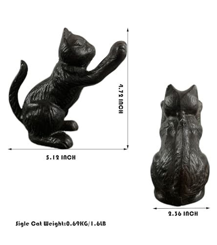 Book Ends for Shelves Decorative, Cast Iron Heavy Duty Bookends for Heavy Book, Unique Cute Cat Bookend for Home/Office Decor, Antique Classic Black 2PCS - color: Classic Black