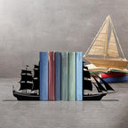 Decorative Bookends, Nautical Theme, Pirate Ship and Sailboat Design, Boys Room and Nursery Decor