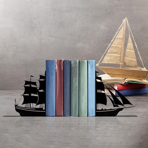Decorative Bookends, Nautical Theme, Pirate Ship and Sailboat Design, Boys Room and Nursery Decor
