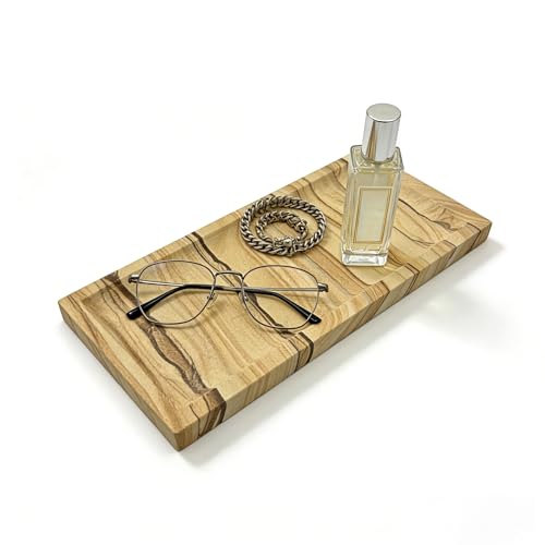 Sandstone Decorative Tray, Small Natural Stone Rectangular Vanity Tray for Dresser & Coffee Table, Minimalist Home Decor Stone Tray