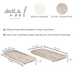 Travertine Marble Footed Tray in White Marble or Silver Travertine – Available in Two Sizes. (White, Large) - color: White, size: 13.8" x 7.9" x 1.4"