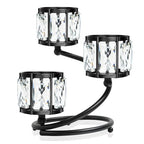 Metal 3 Arm Crystal Candle Holder - Tea Light Centerpiece Candle Holder, Votive Holder with Sparkling Crystal Bowl, Suitable for Wedding, Table Centerpiece, Home Decor (1, 3 arm-Black) - size: 3 arm-Black