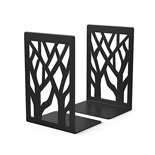 Metal Bookends-Heavy Book Ends for Shelves,Book Shelf Holder Home Decorative,Black Bookend Supports - color: Black, size: 1 Pair
