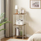 HOOBRO End Tables, Small Side Table, Nightstand with 2-Layer Storage Shelves, Sofa Table for Small Spaces, Living Room, Bedroom, Stable Frame, Easy Assembly, Walnut and White WH09BZ01 - color: Walnut + White