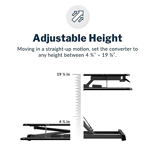 Vari VariDesk Essential Vertical Lift 30 Inch Standing Desk Converter - Compact Home Office Workstation for Laptop or Monitor + Keyboard Tray - Delivers Fully Assembled (Black) - size: Vertical Lift 30