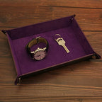 Valet Organizer - Catchall Tray for Jewelry, Wallets, Watches, Keys, Coins, Phones, Glasses - Perfect for Nightstand, Desk, Entryway - color: Purple