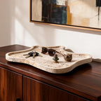 Travertine Tray Vanity Trays for Bathroom, Decorative Trays for Table Coffee Kitchen Home Decor（Large） - size: 13" x 11.8" x 0.7"