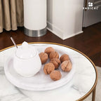 Radicaln Marble Serving Tray 10" Inches White Handmade Round Tray for Party Modern Fruit and Serving Bowl for Entertaining, Candle Dish and Plate for Kitchen