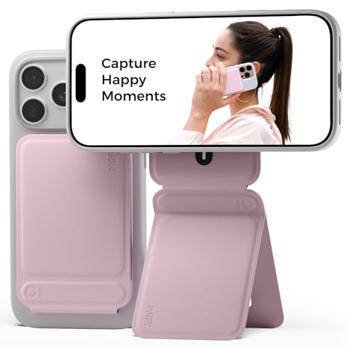 MOFT Invisible Phone Tripod Stand, Slim Foldable Selfie Stick Compatible with MagSafe, Pocket-Sized Cell Phone Tripod for Video Recording, MOVAS Leather Travel Essentials, Blush - color: Blush x Without Card Slot, size: Wthout Card Slot - For iPhone 12-17