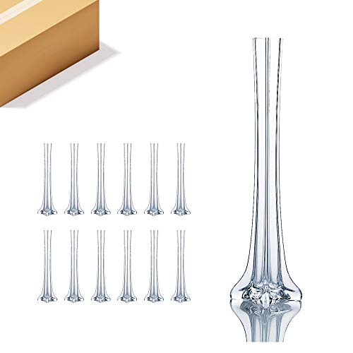 WGV Eiffel Tower Vase Bulk, Open 1", Height 16", (Multiple Sizes Choices) Clear Glass Floral Container with Sturdy Base, Flower Centerpiece for Wedding Event Home Decor, Arts Crafts, 12 Pieces - color: Clear (1 Case), size: 16"H