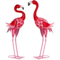 XONOR Metal Garden Flamingo Statues and Sculptures, Set of 2 Pink Outdoor Metal Flamingos Bird Art for Home Yard Patio Lawn Backyard Porch Decorations
