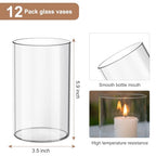 Devilfire 12Pcs Glass Cylinder vases for Centerpieces, 6 Inches Tall Flower Vases Wedding Decorations,Bulk Cylinder Flower& Plant Vases,Hurricane Candle Holder for Table Shelf, Party.