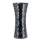 Cididu Mosaic Flower Vase, 11.6 inch Glass Black Vases for Centerpieces, Handmade Modern Decorative Tall Vase, Glitter Mosaic Vases for Home Decor Wedding Flower Arrangeme Birthday