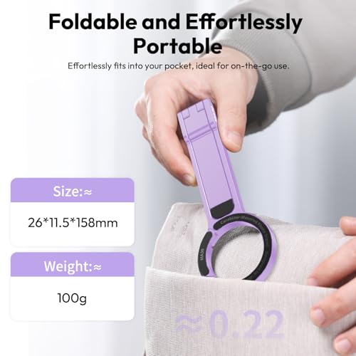 ULANZI MA30 Magnetic Phone Tripod Stand for iPhone, Aluminium Maglock Smartphone Mini Tripod Pocket Cell Phone Stand Strong Magnet Compatible with iPhone 17 16 15 14 13 12 Series, Lavender - color: Lavender