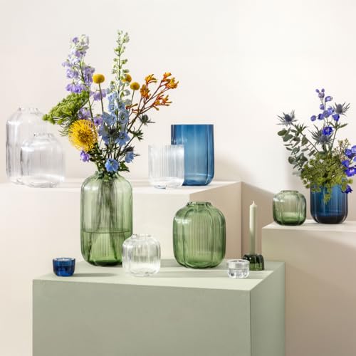 Villeroy & Boch Fleur Olive Vase, 7.5 in, Green, Dishwasher Safe, Mouth-Blown and Handmade Glass Vase