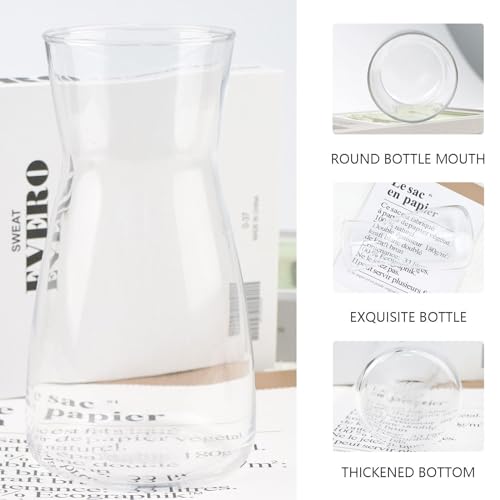 DARENYI Clear Glass Vase for Centerpieces, Home Decor, 8 inch Tall Large Opening Glass Flower Vase for Bouquet, Shelf, Centerpiece, Living Room, Office, Wedding or Gifts - size: 3.34" Dia 8" H