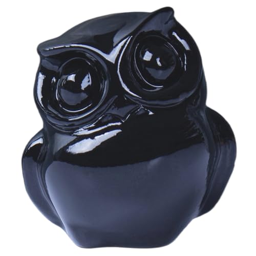 2 Inch Owl Figurine Handcrafted,Obsidian Healing Crystal Animal Sculpture,Home Decor Unique Gift for Collectors,Crystal Artwork Nature Lovers Birthday Anniversary Present Spiritual Gift - color: Obsidian Owl