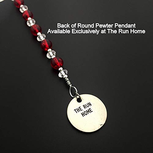 XC Ornament - Beaded Snowflake XC Cross Country Christmas Ornament/Gift Tag with Round Pewter XC Charm with Jewelry Box - Handmade with Red Vintage Beads