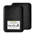 Boot Tray 2 Packs All Seasons Multi-Purpose, Waterproof Boot Trays for Entryway Indoor & Outdoor, Non-Slip Shoe Tray, 16.7"x12.8",Black - color: Black