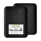 Boot Tray 2 Packs All Seasons Multi-Purpose, Waterproof Boot Trays for Entryway Indoor & Outdoor, Non-Slip Shoe Tray, 16.7"x12.8",Black - color: Black